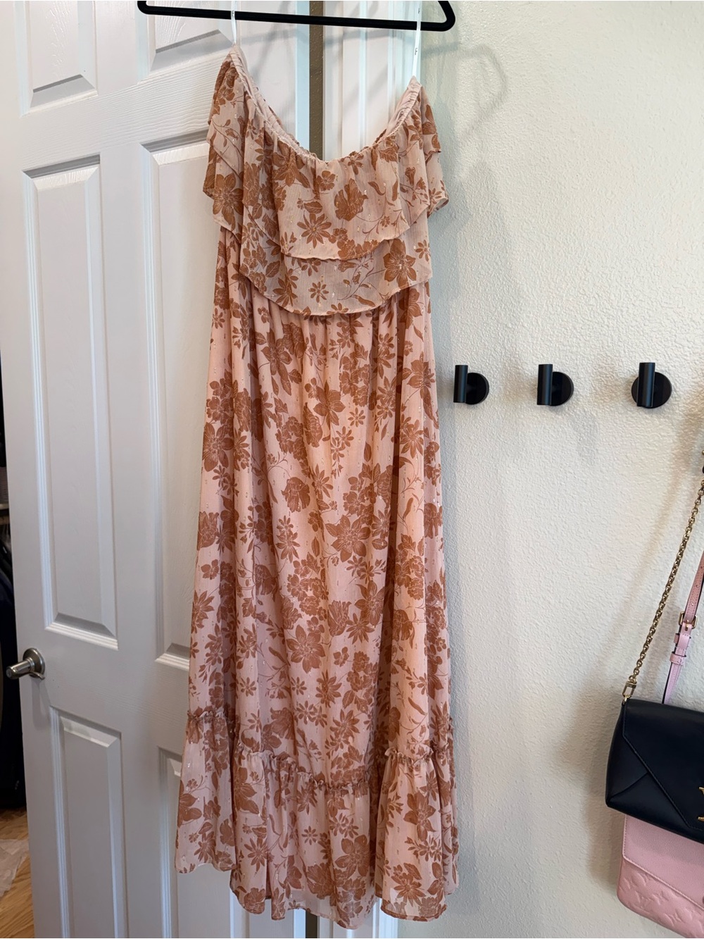 Lulu's Peach Floral Maxi Dress